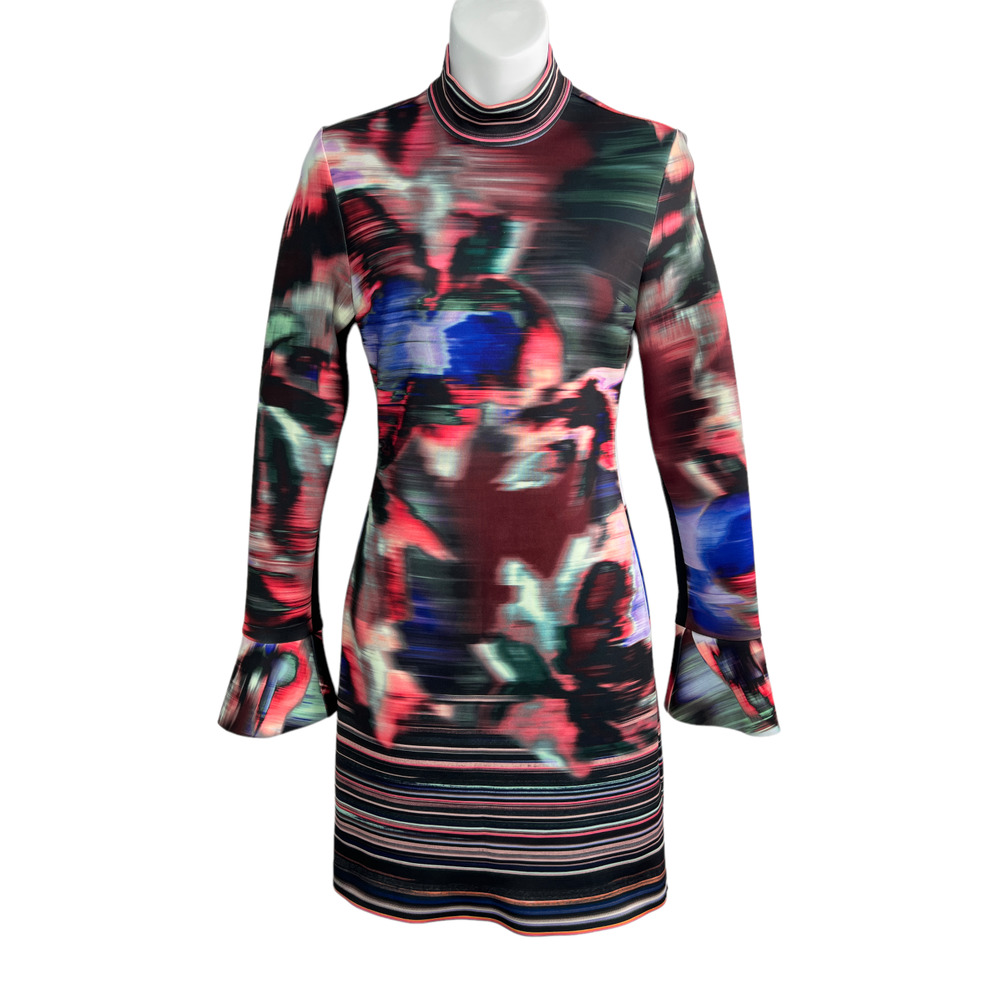 Clover Canyon Floral Ikat Dress Size Small Neoprene Fabric